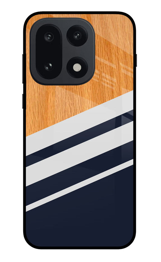 Blue and white wooden OnePlus 15 Glass Case