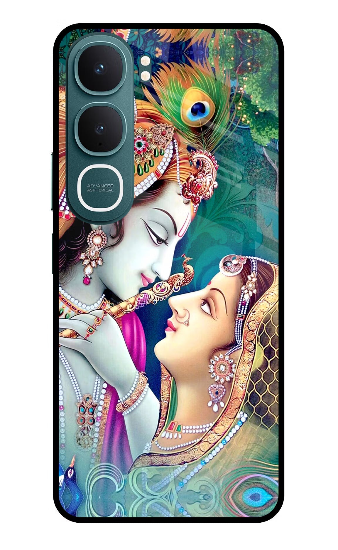 Lord Radha Krishna Vivo Y31 5G Back Cover Glass Case - Hello Swanky