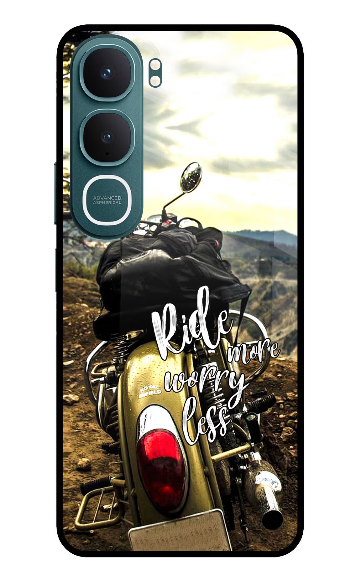 Ride More Worry Less Vivo Y31 5G Back Cover Glass Case - Hello Swanky