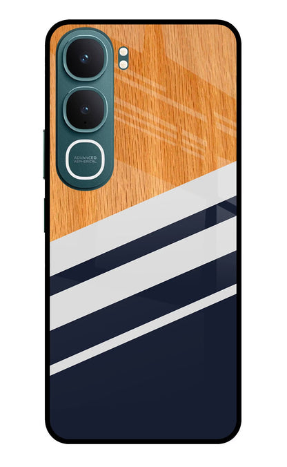 Blue and White Wooden Vivo Y31 5G Back Cover Glass Case - Hello Swanky