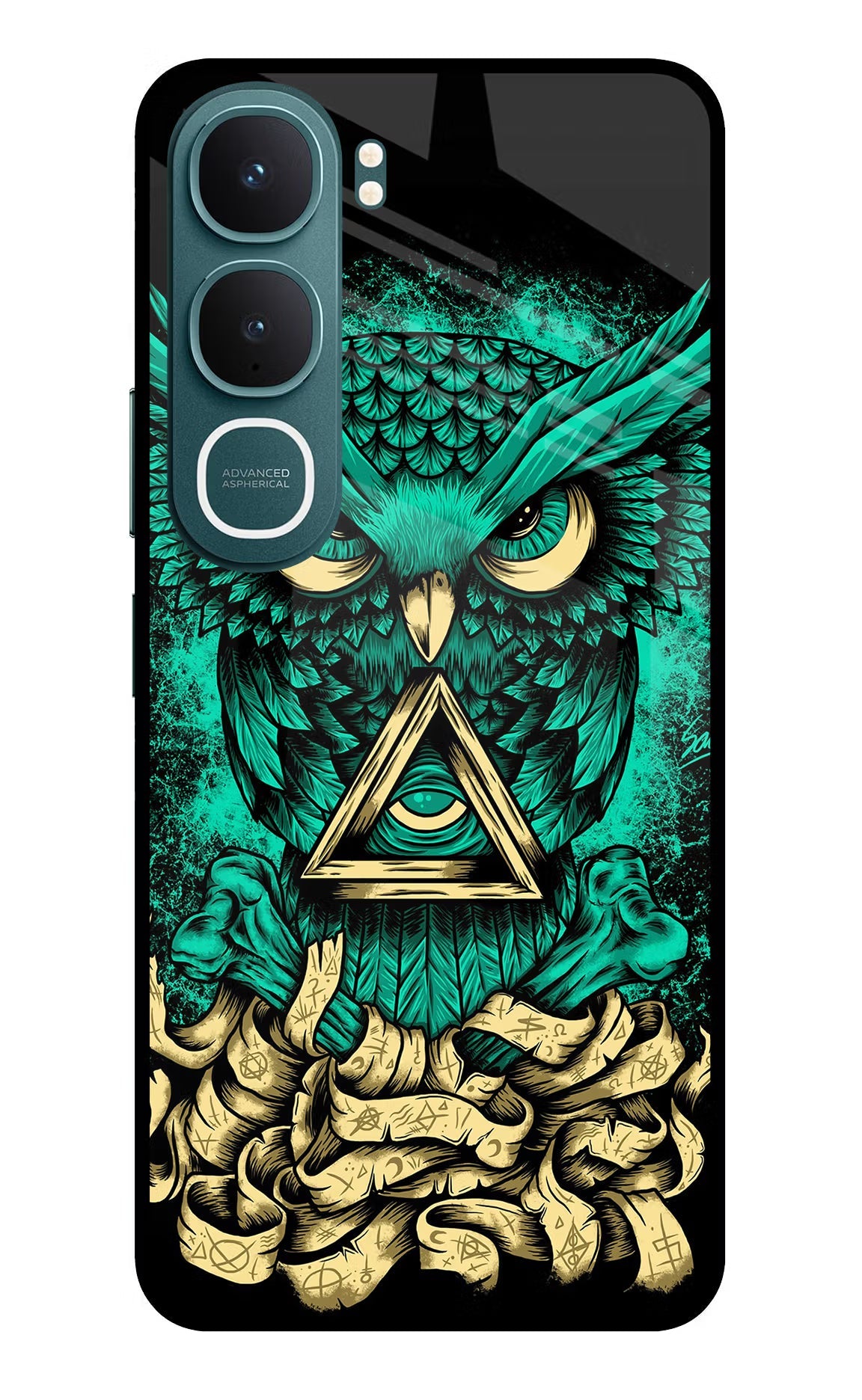 Green Owl Vivo Y31 5G Back Cover Glass Case - Hello Swanky