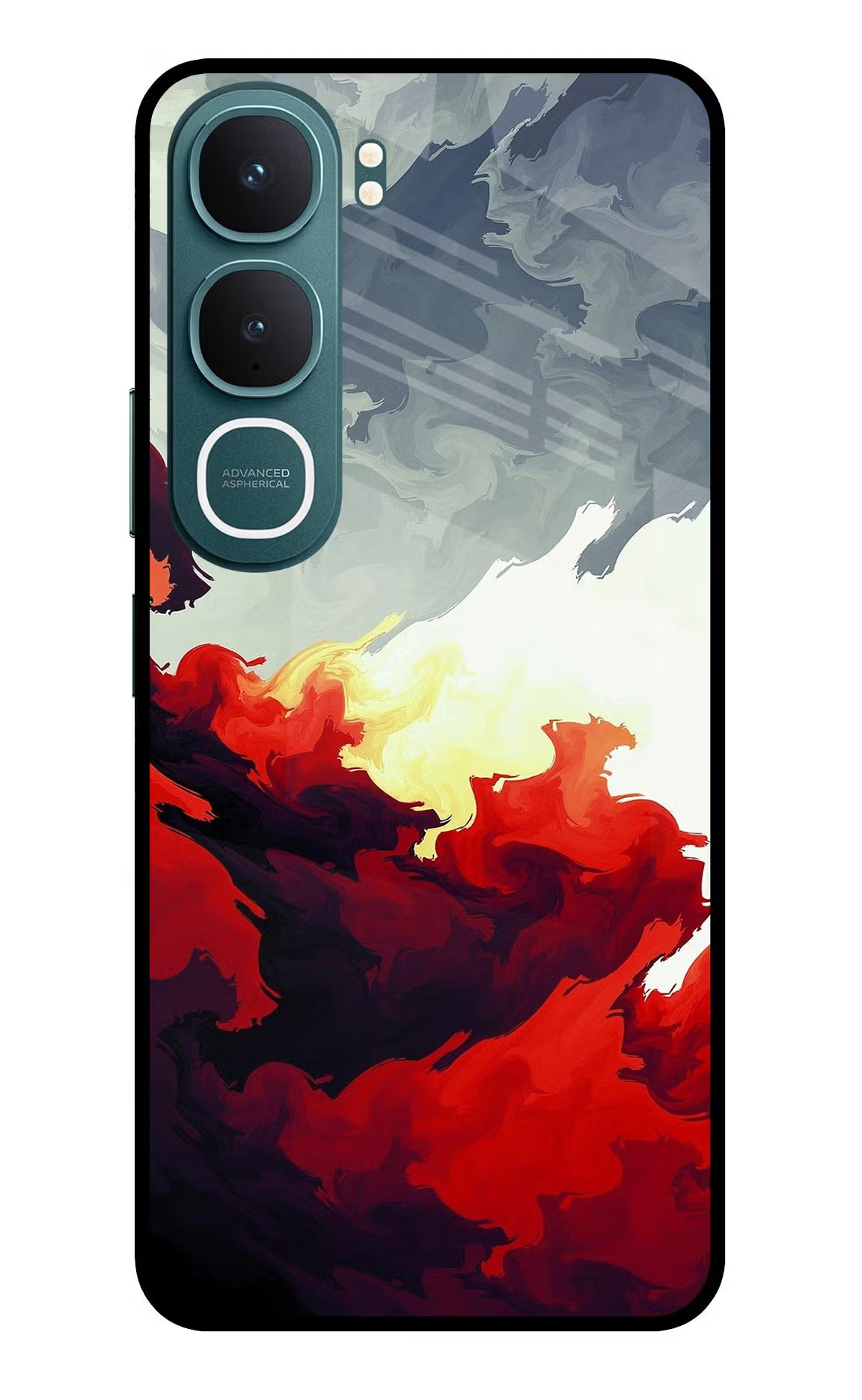 Fire Cloud Vivo Y31 5G Back Cover Glass Case - Hello Swanky