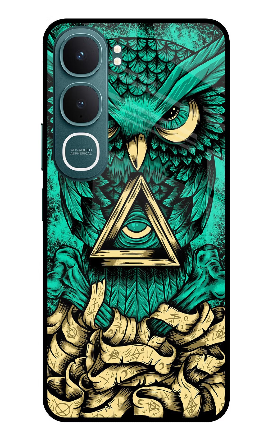 Green Owl Vivo Y31 5G Back Cover Glass Case - Hello Swanky