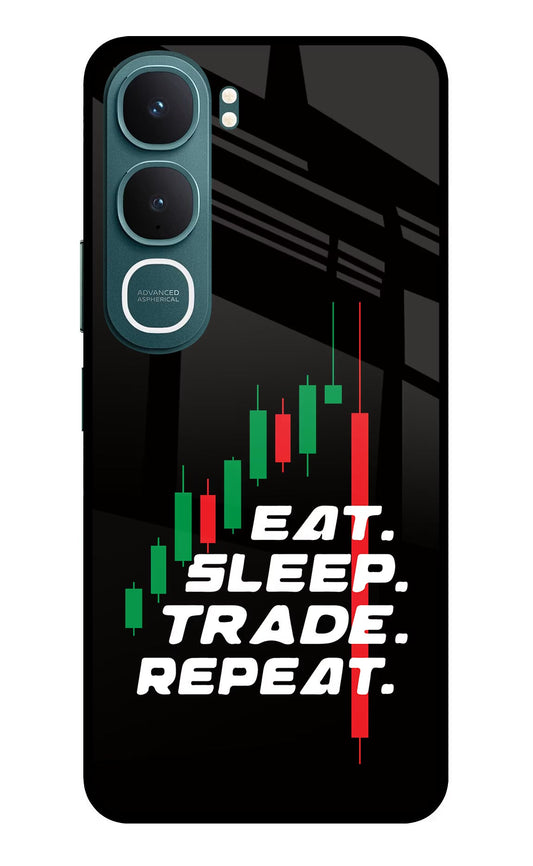 Eat Sleep Trade Repeat Vivo Y31 5G Back Cover Glass Case - Hello Swanky