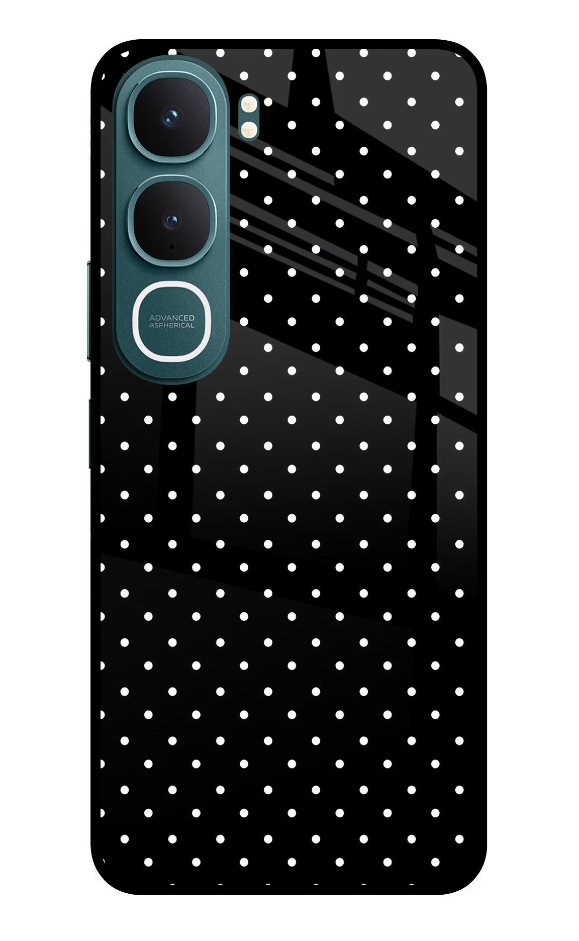 White Dots Vivo Y31 5G Back Cover Glass Case - Hello Swanky