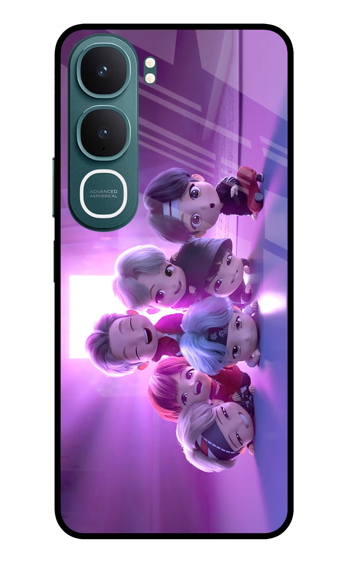 BTS Chibi Vivo Y31 5G Back Cover Glass Case - Hello Swanky