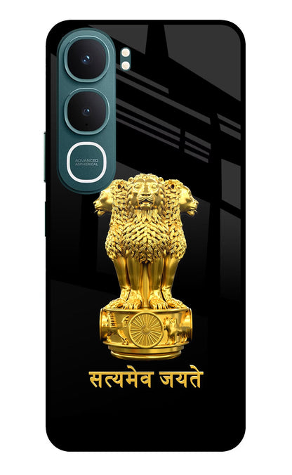 Satyamev Jayate Golden Vivo Y31 5G Back Cover Glass Case - Hello Swanky