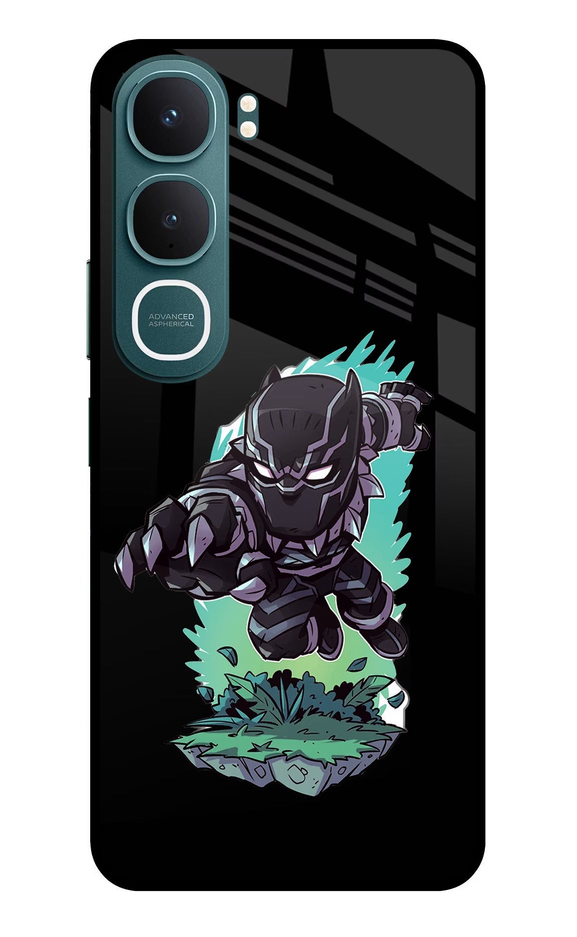 Black Panther Vivo Y31 5G Back Cover Glass Case - Hello Swanky