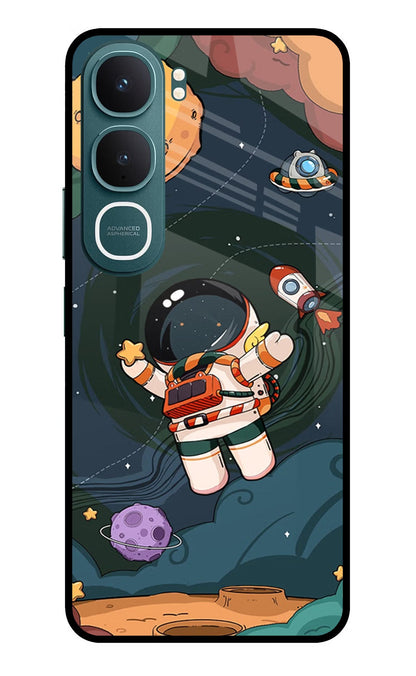 Cartoon Astronaut Vivo Y31 5G Back Cover Glass Case - Hello Swanky