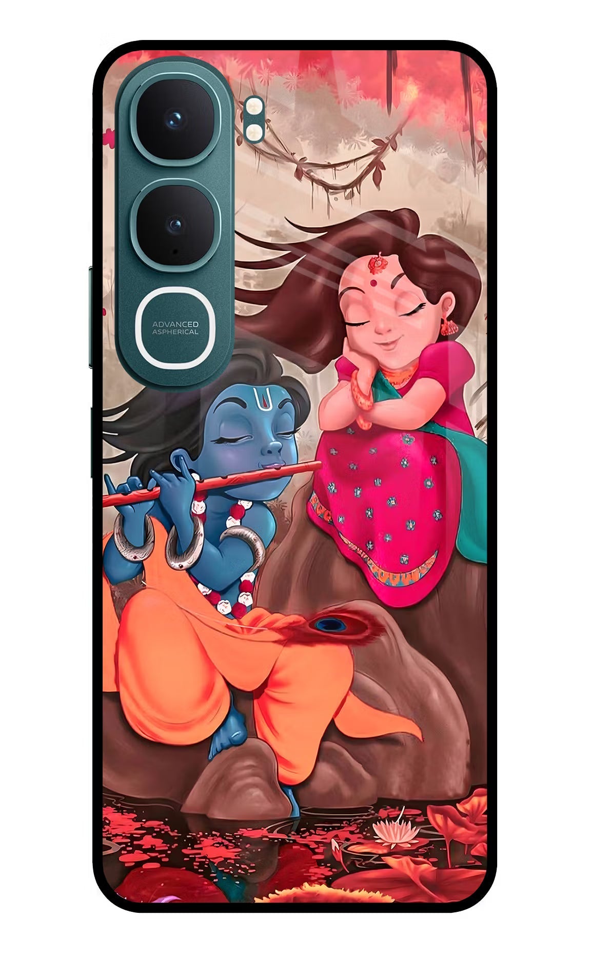 Radhe Krishna Vivo Y31 5G Back Cover Glass Case - Hello Swanky