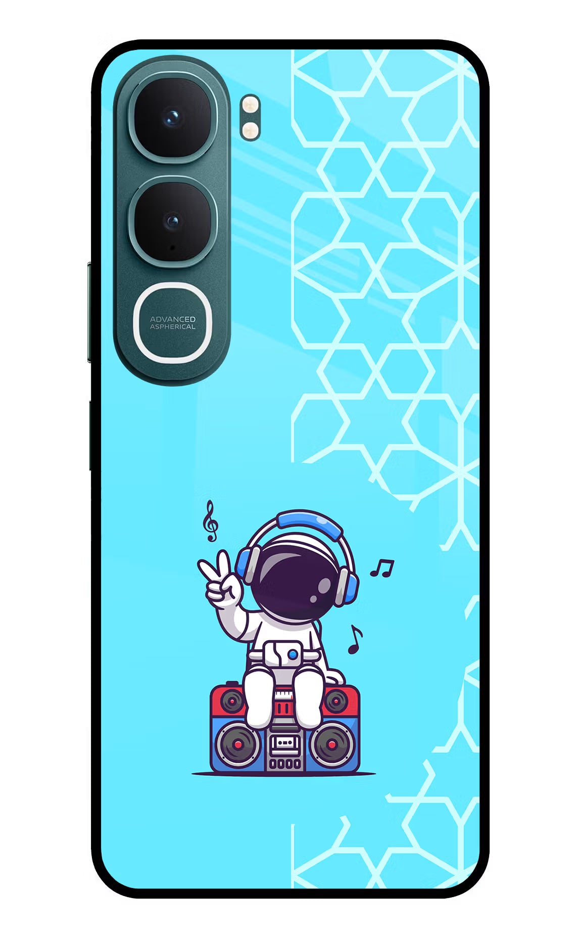 Cute Astronaut Chilling Vivo Y31 5G Back Cover Glass Case - Hello Swanky