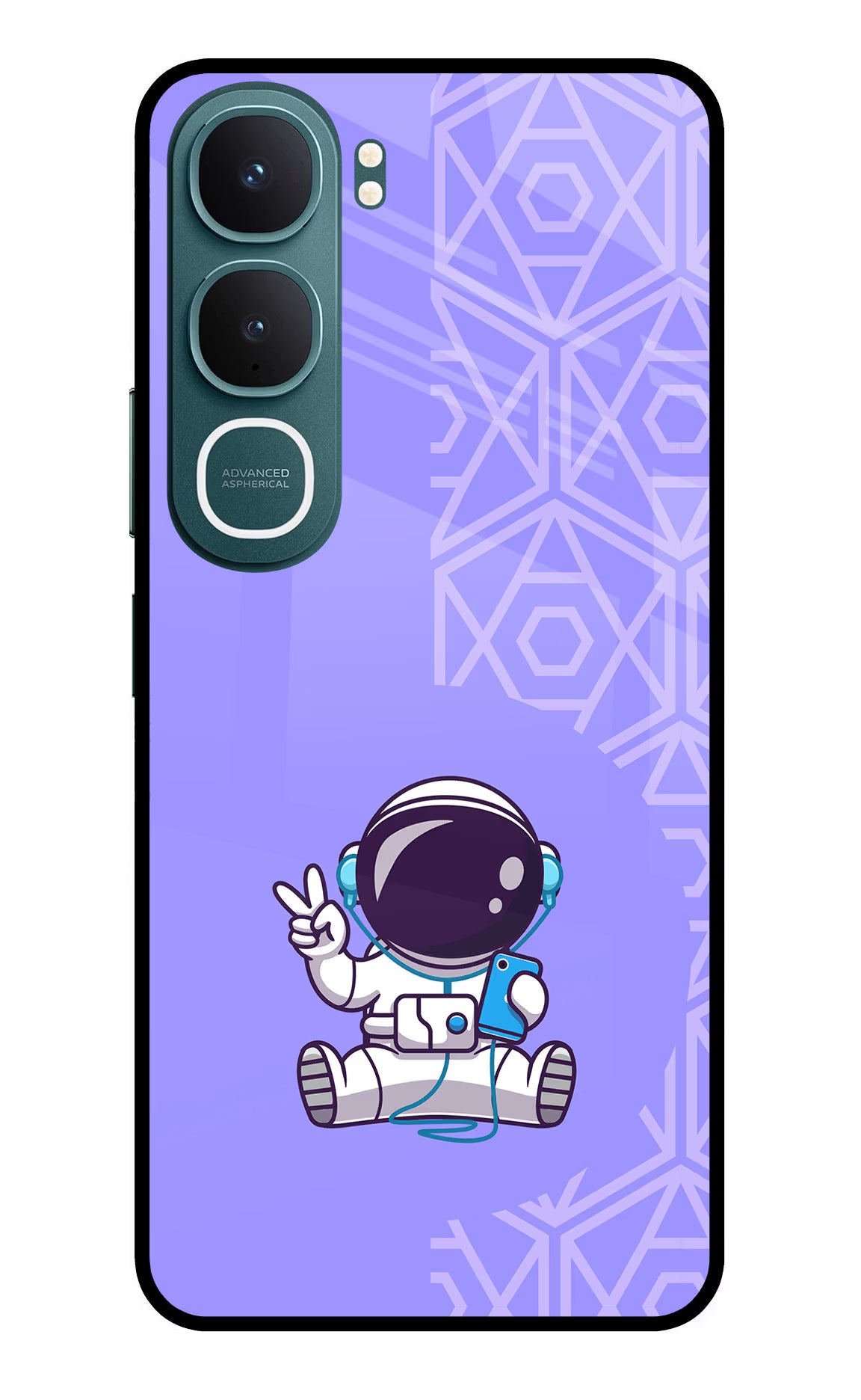 Cute Astronaut Chilling Vivo Y31 5G Back Cover Glass Case - Hello Swanky