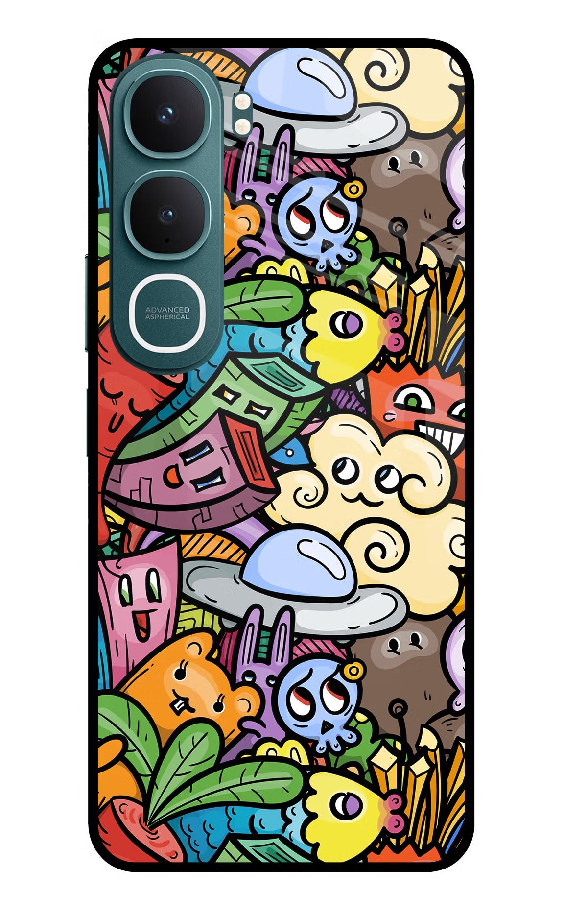Veggie Doodle Vivo Y31 5G Back Cover Glass Case - Hello Swanky