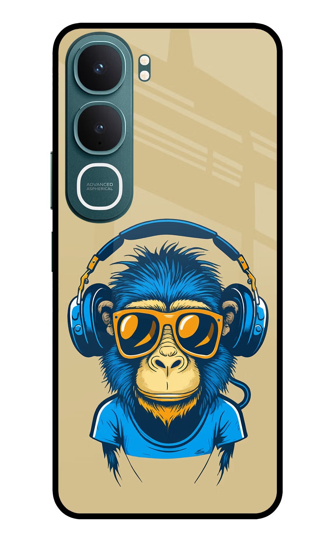Monkey Headphone Vivo Y31 5G Back Cover Glass Case - Hello Swanky