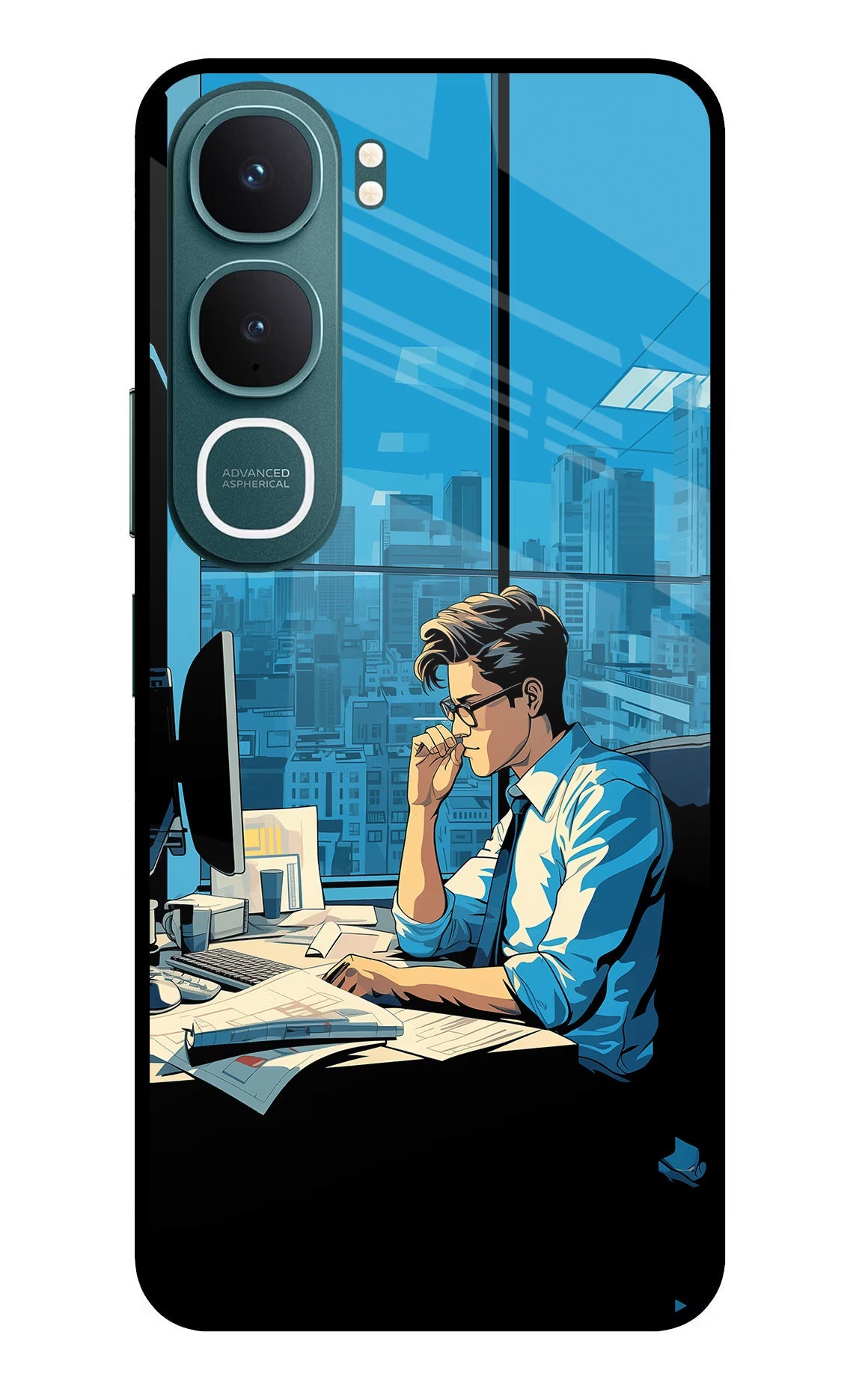 Focused Hustler (AI Generated) Vivo Y31 5G Back Cover Glass Case - Hello Swanky