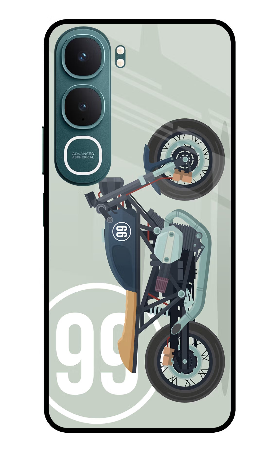 Classic Cafe Racer 99 Vivo Y31 5G Back Cover Glass Case - Hello Swanky