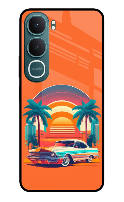 Palm Drive 80s Vivo Y31 5G Back Cover Glass Case - Hello Swanky