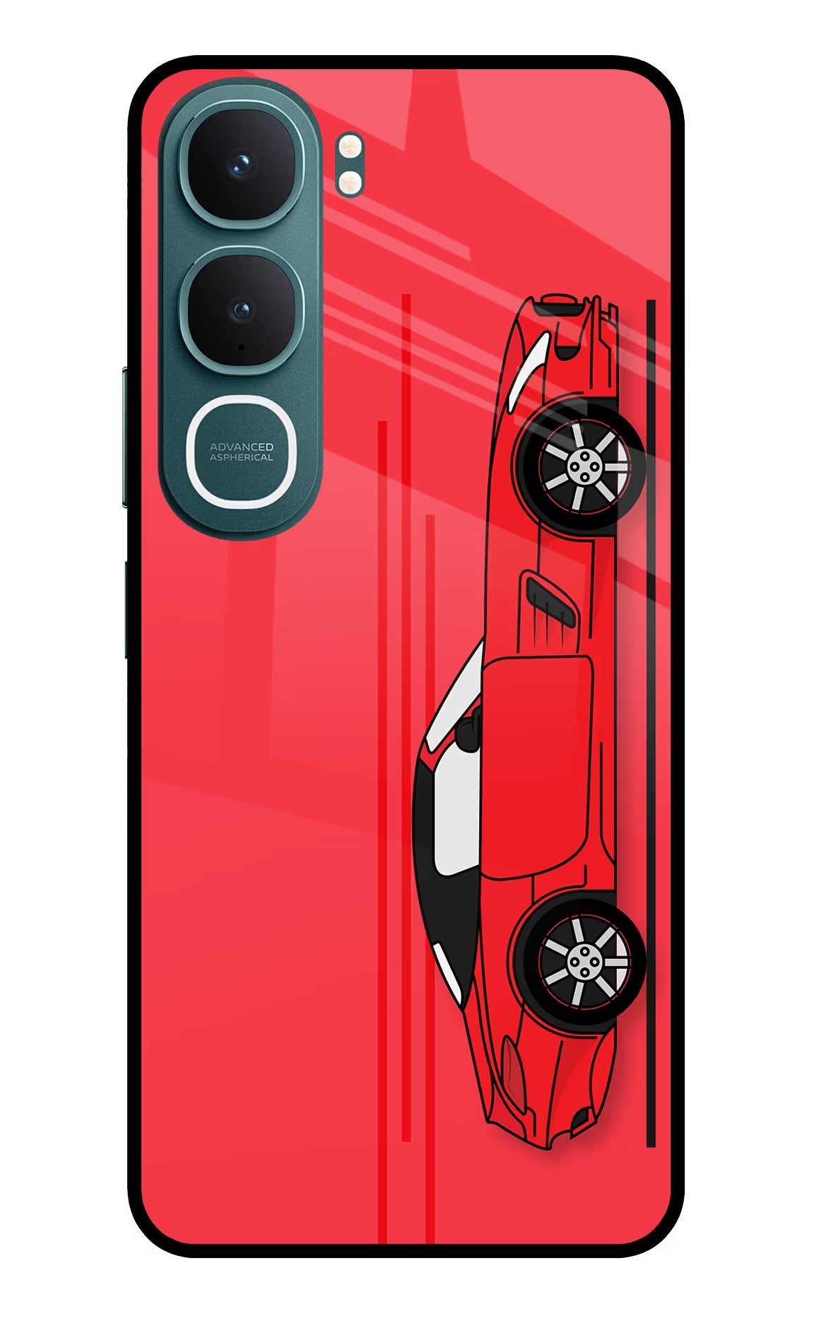 Red Velocity Vivo Y31 5G Back Cover Glass Case - Hello Swanky