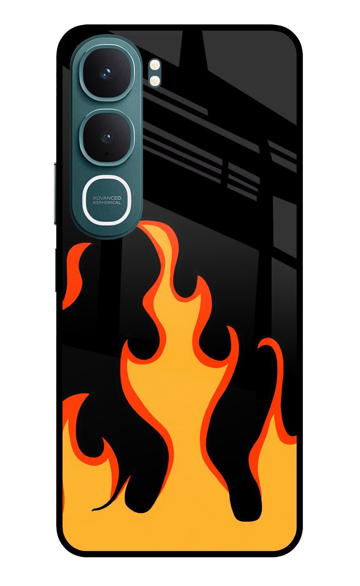 Fired Up - Black Vivo Y31 5G Back Cover Glass Case - Hello Swanky