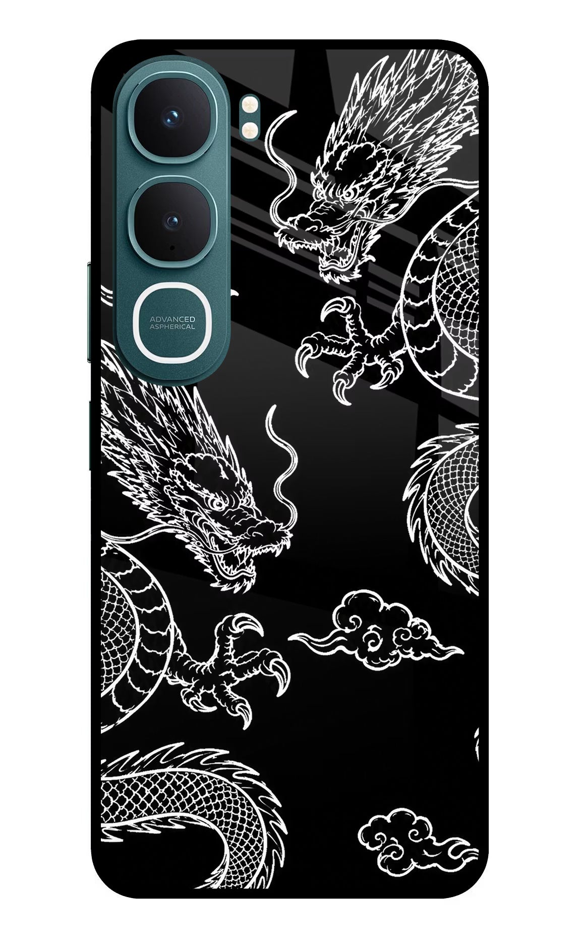 Twin Dragons Vivo Y31 5G Back Cover Glass Case - Hello Swanky