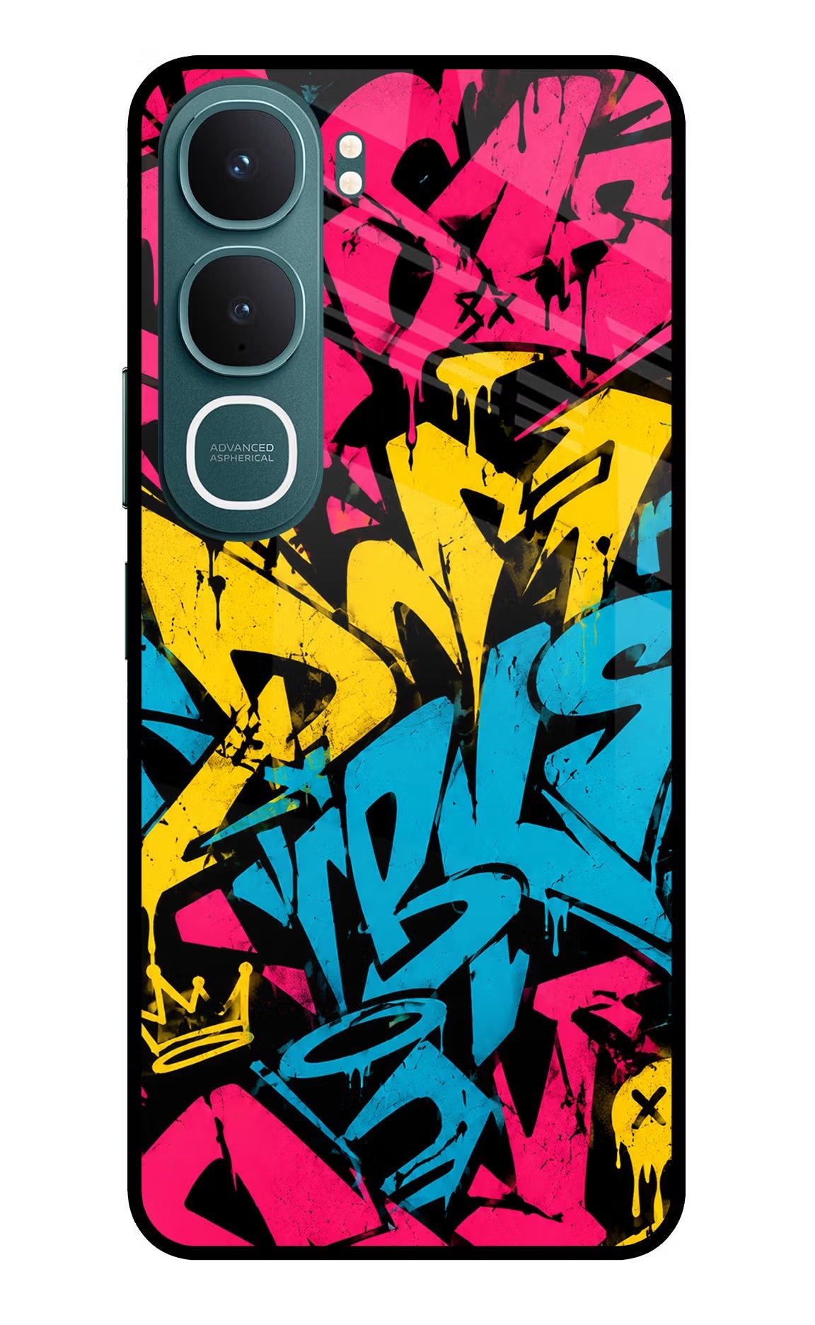 Graffiti Vibe Vivo Y31 5G Back Cover Glass Case - Hello Swanky