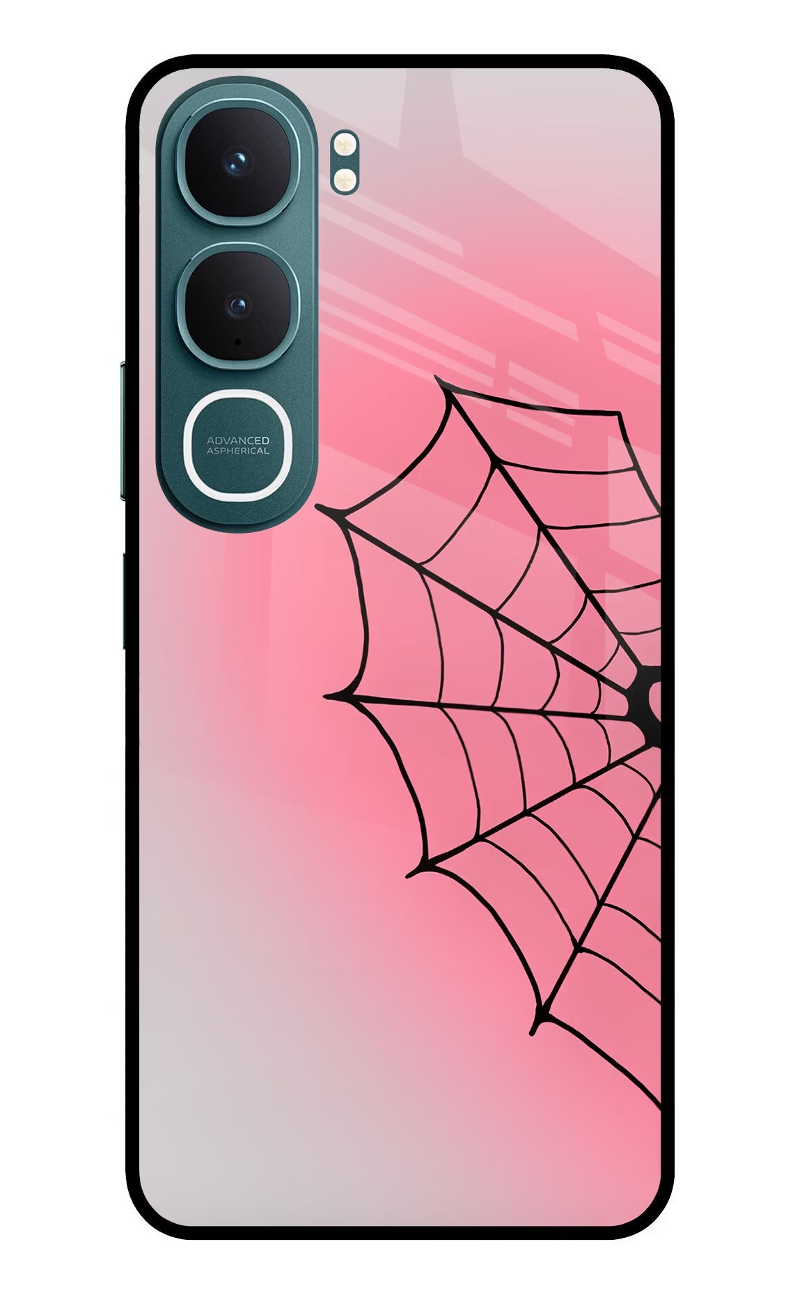 Pink Web Vivo Y31 5G Back Cover Glass Case - Hello Swanky