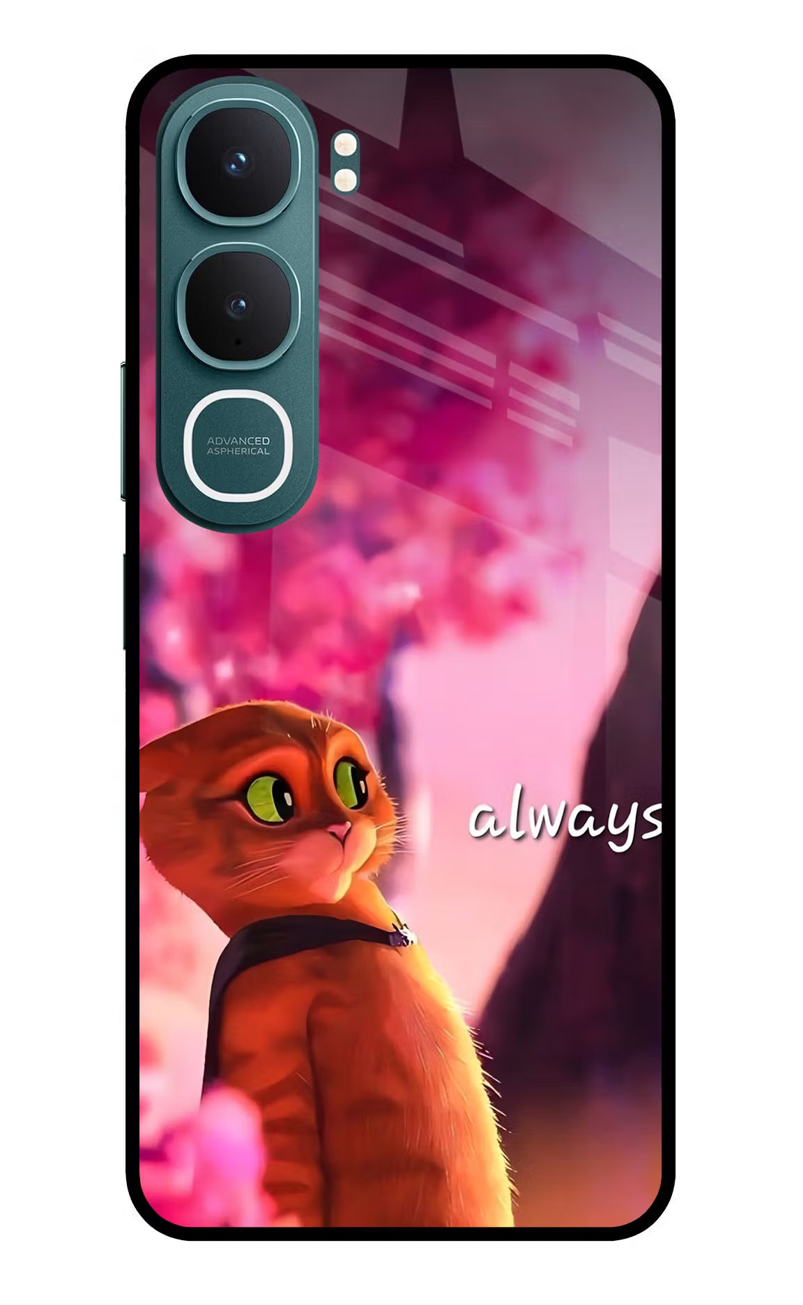 Always Cat Vivo Y31 5G Back Cover Glass Case - Hello Swanky