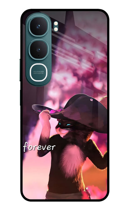Forever Cat Vivo Y31 5G Back Cover Glass Case - Hello Swanky