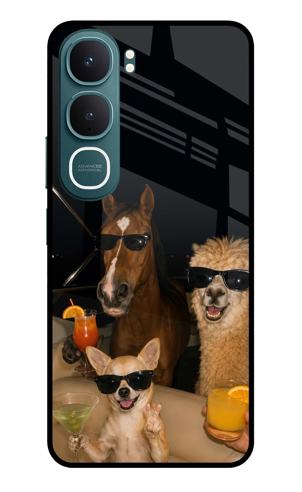 Party Squad Vivo Y31 5G Back Cover Glass Case - Hello Swanky
