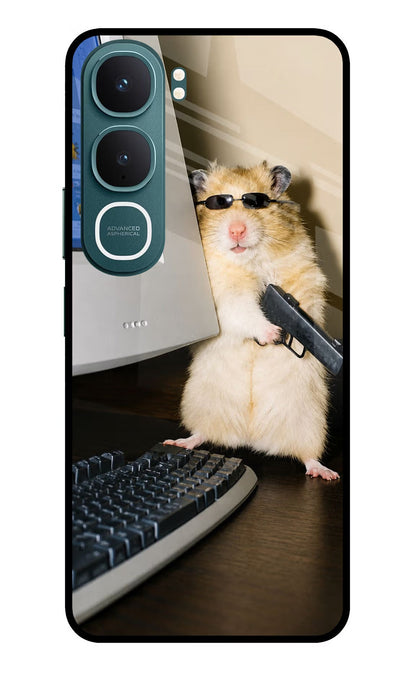 Hacker Hamster Vivo Y31 5G Back Cover Glass Case - Hello Swanky