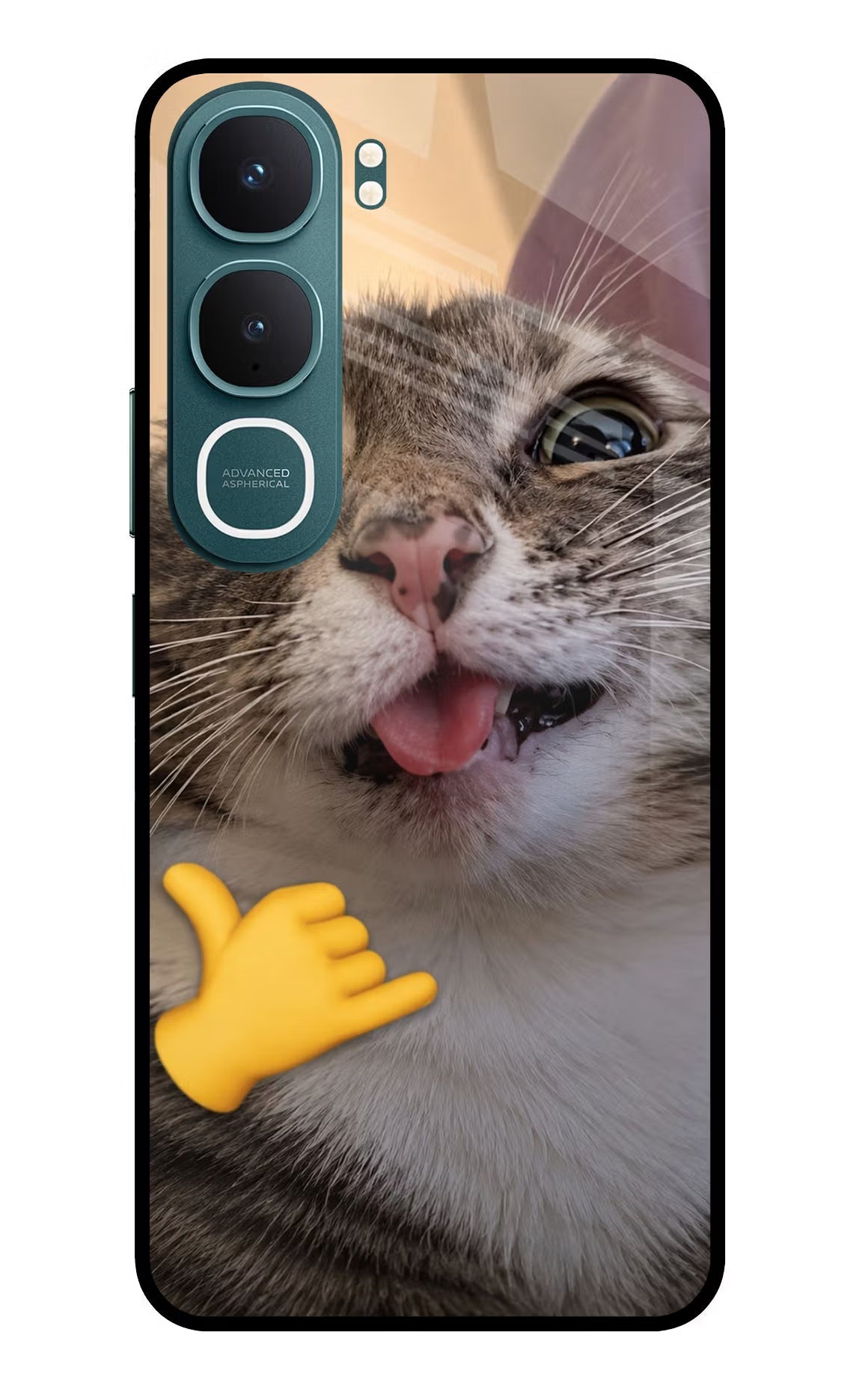 Silly Cat Call Vivo Y31 5G Back Cover Glass Case - Hello Swanky