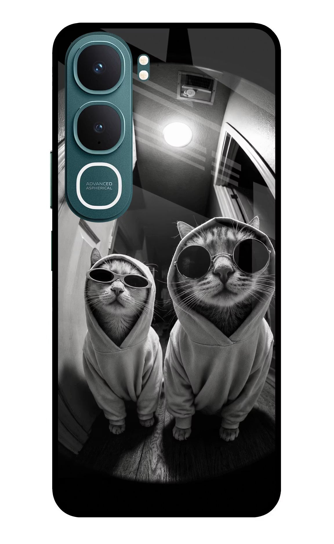 Hood Cats Vivo Y31 5G Back Cover Glass Case - Hello Swanky