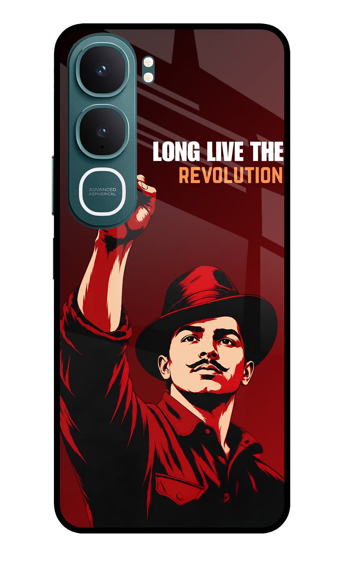 Bhagat Singh Revolution Vivo Y31 5G Back Cover Glass Case - Hello Swanky