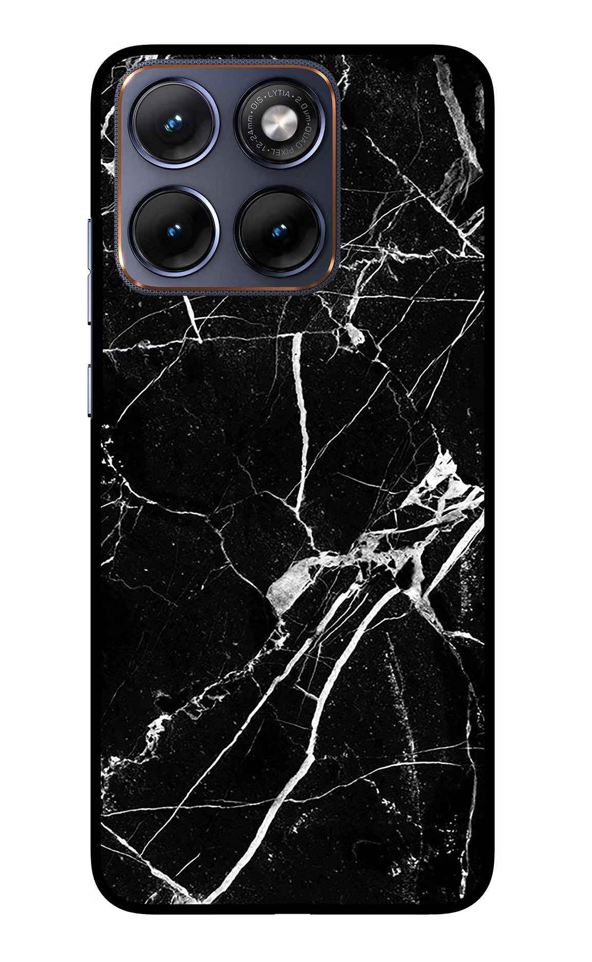 Black Marble Pattern Moto Edge 70 Fusion Back Cover Glass Case - Hello Swanky