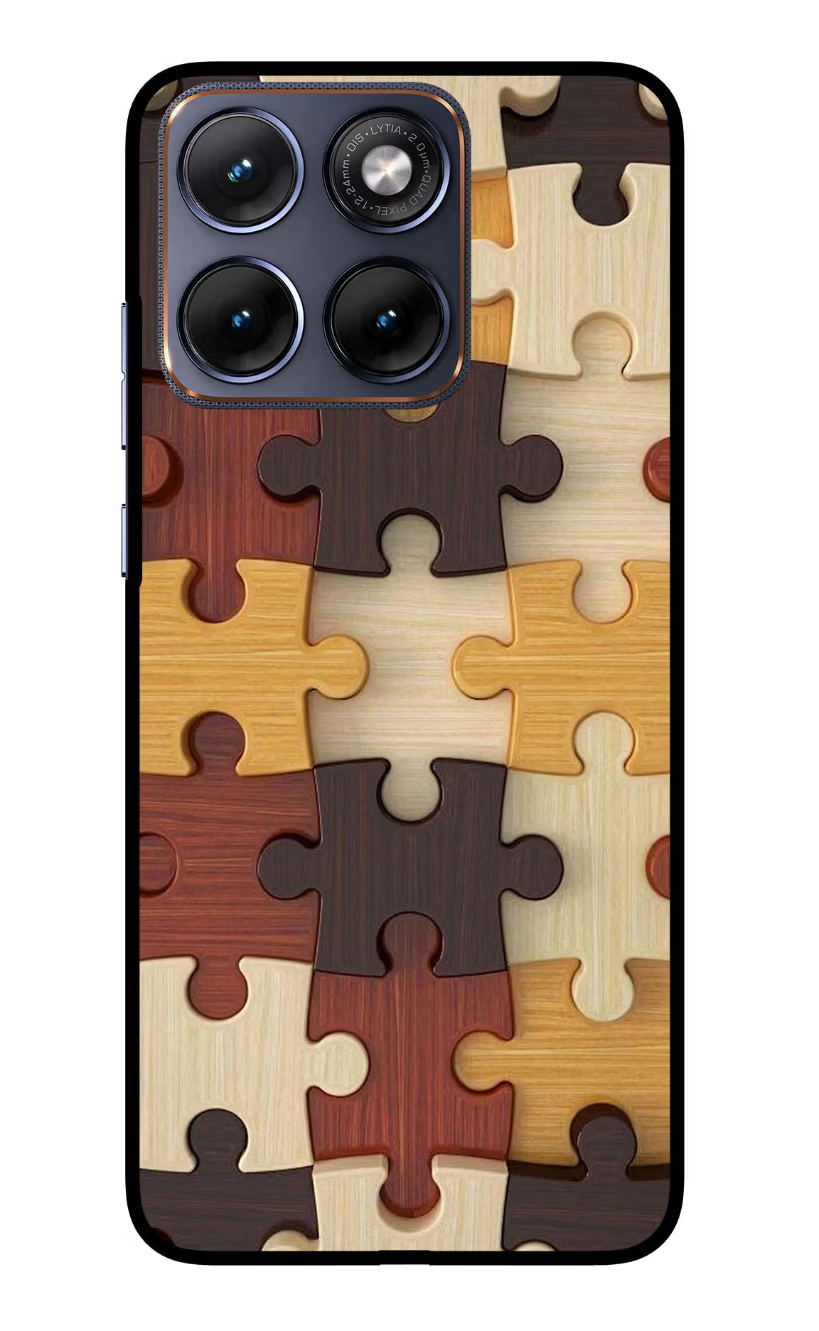 Wooden Puzzle Moto Edge 70 Fusion Back Cover Glass Case - Hello Swanky