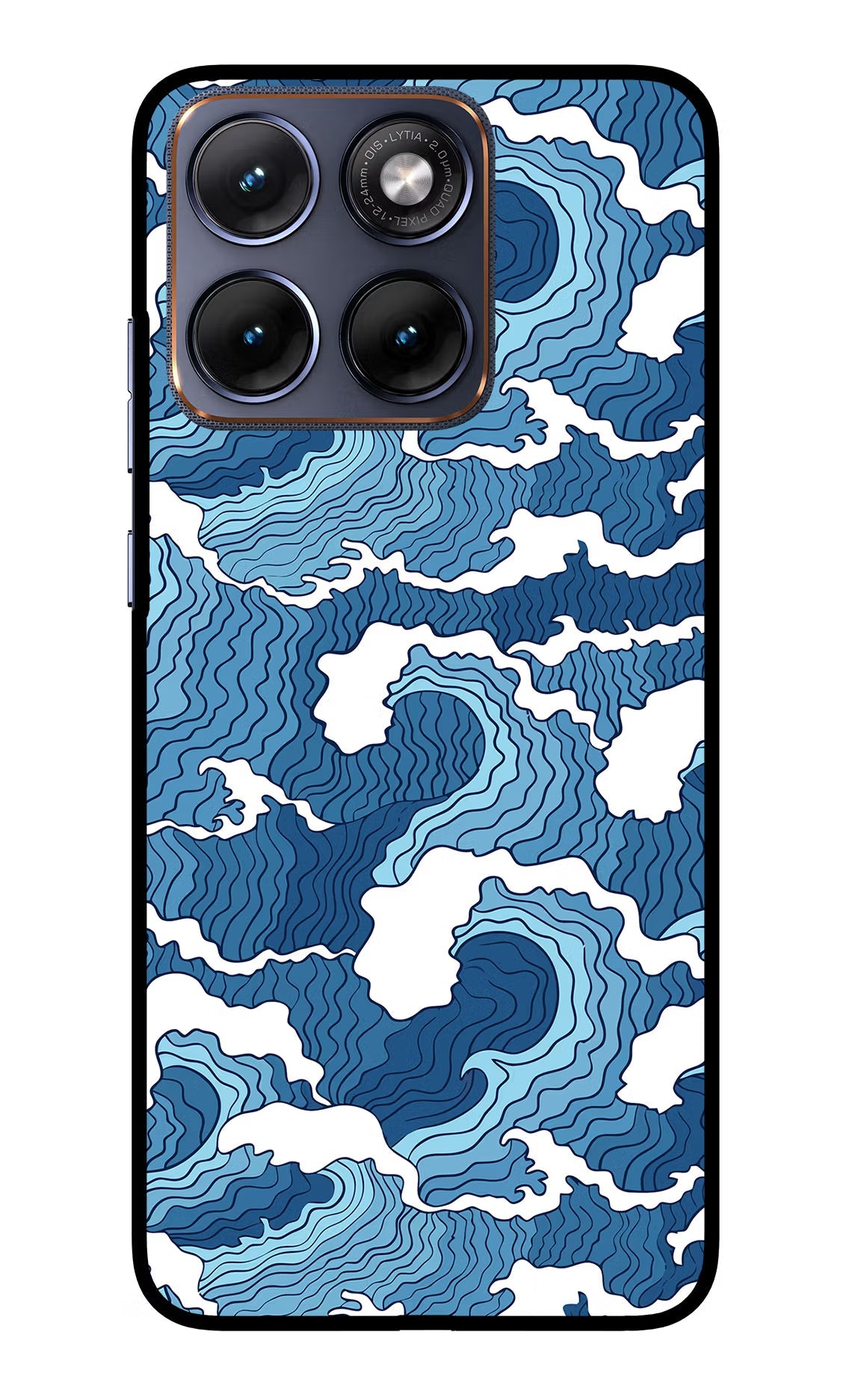 Blue Waves Moto Edge 70 Fusion Back Cover Glass Case - Hello Swanky