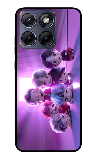 BTS Chibi Moto Edge 70 Fusion Back Cover Glass Case - Hello Swanky