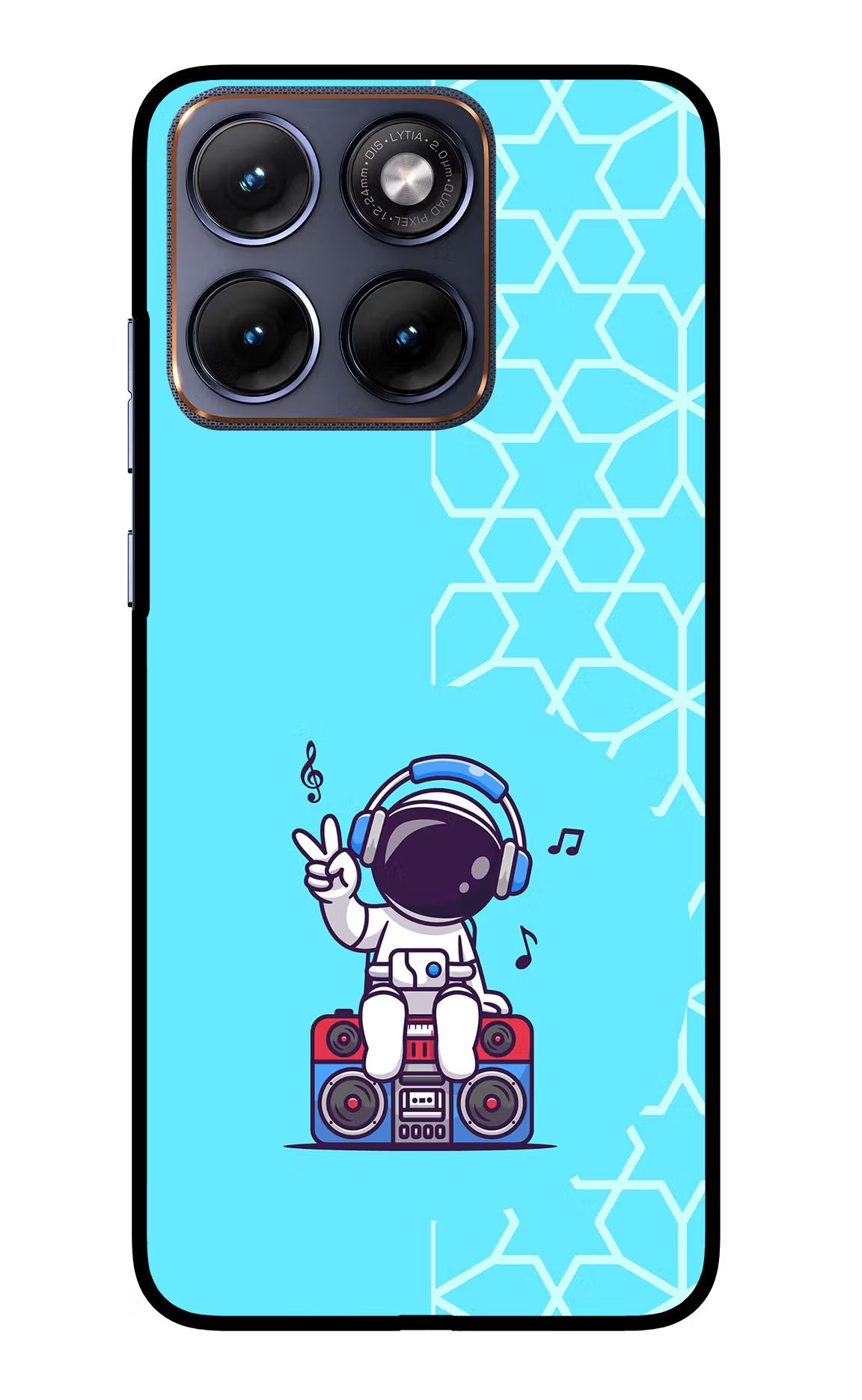 Cute Astronaut Chilling Moto Edge 70 Fusion Back Cover Glass Case - Hello Swanky