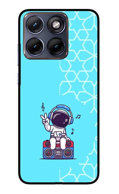 Cute Astronaut Chilling Moto Edge 70 Fusion Back Cover Glass Case - Hello Swanky