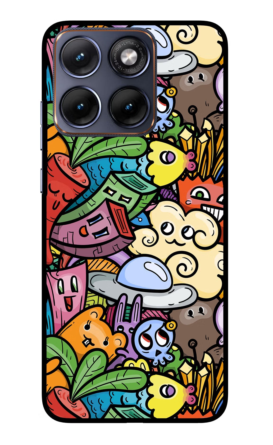 Veggie Doodle Moto Edge 70 Fusion Back Cover Glass Case - Hello Swanky