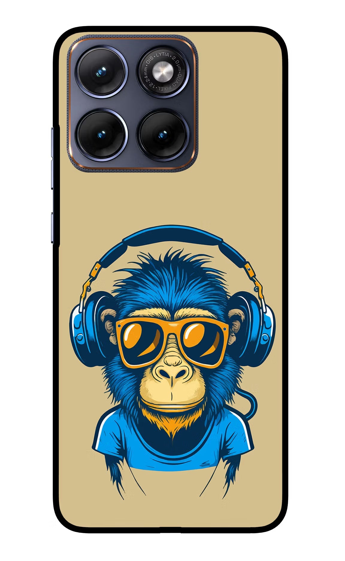 Monkey Headphone Moto Edge 70 Fusion Back Cover Glass Case - Hello Swanky