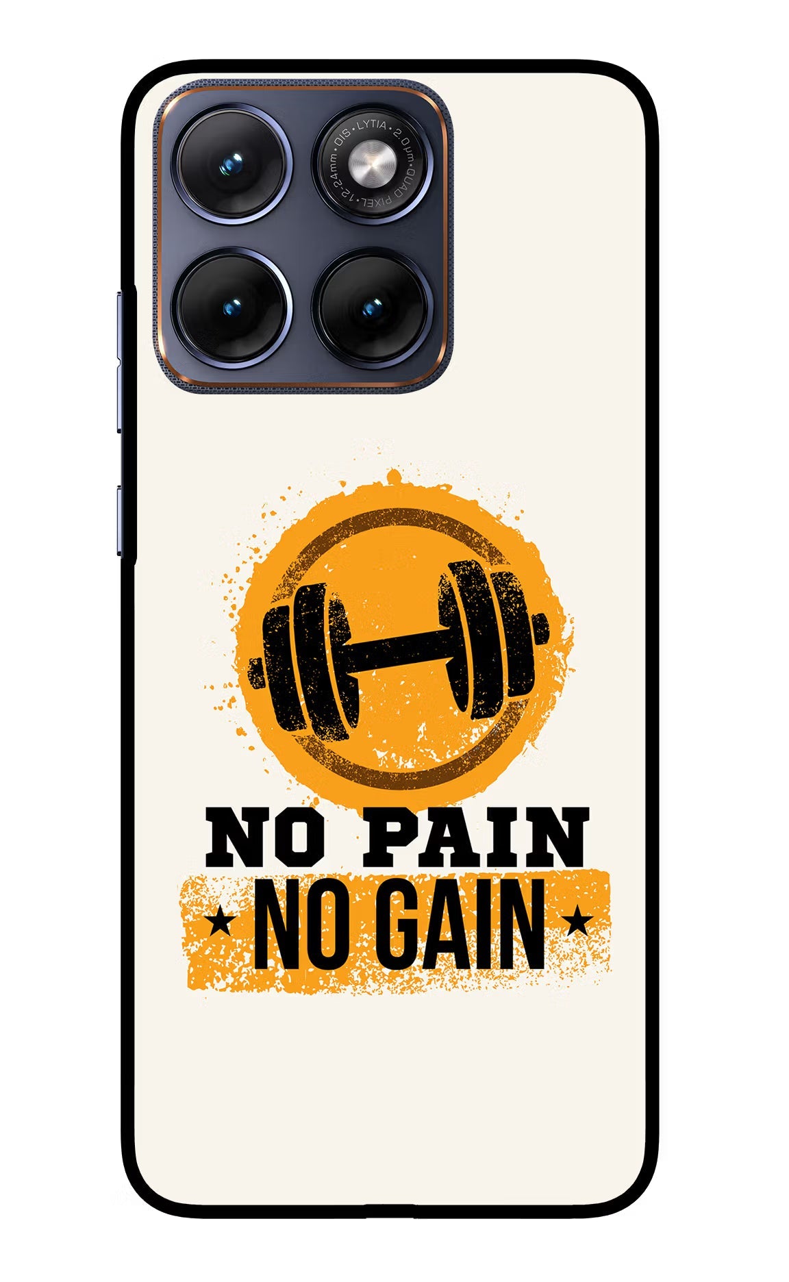 No Pain No Gain Moto Edge 70 Fusion Back Cover Glass Case - Hello Swanky