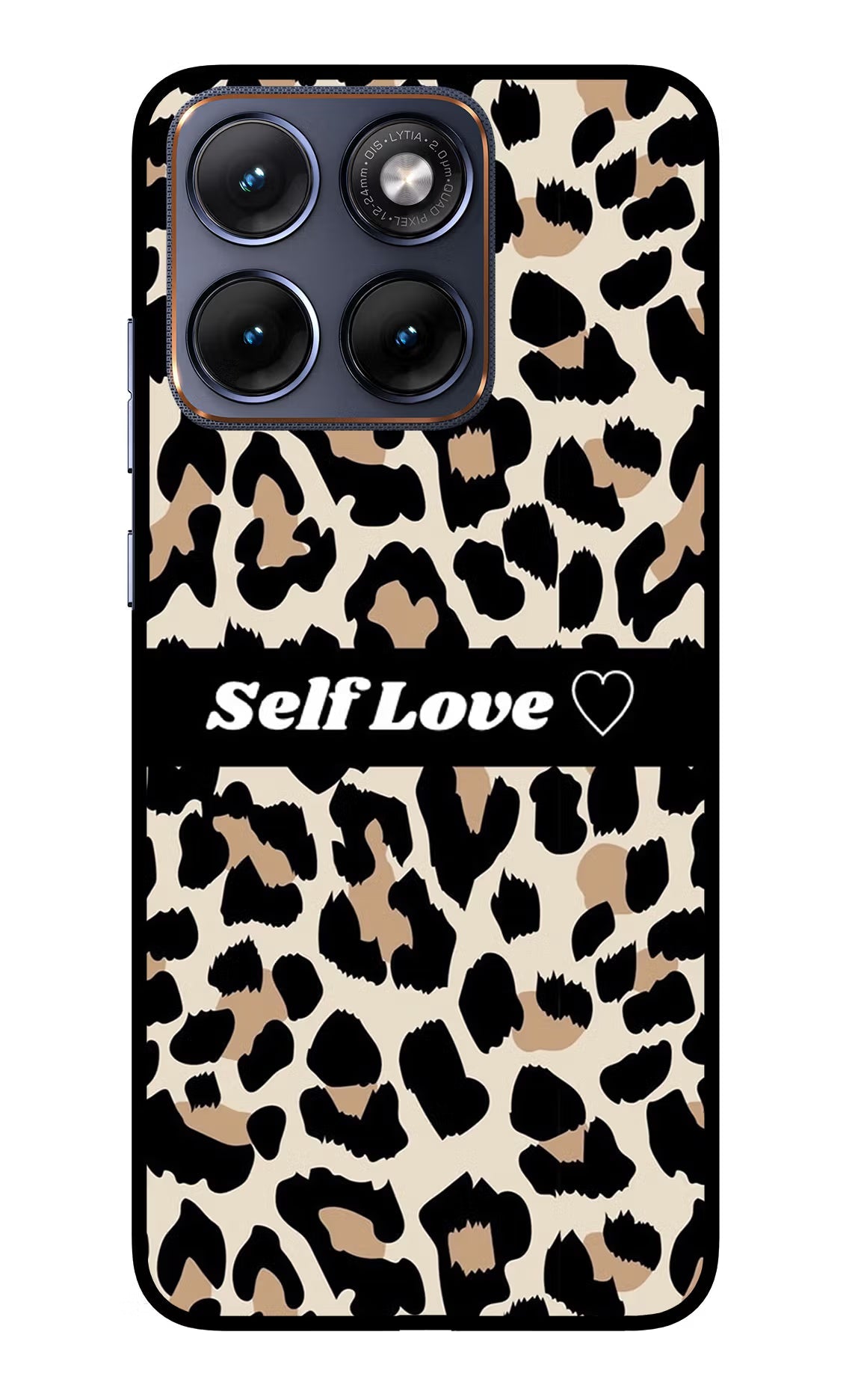 Leopard Print Self Love Moto Edge 70 Fusion Back Cover Glass Case - Hello Swanky