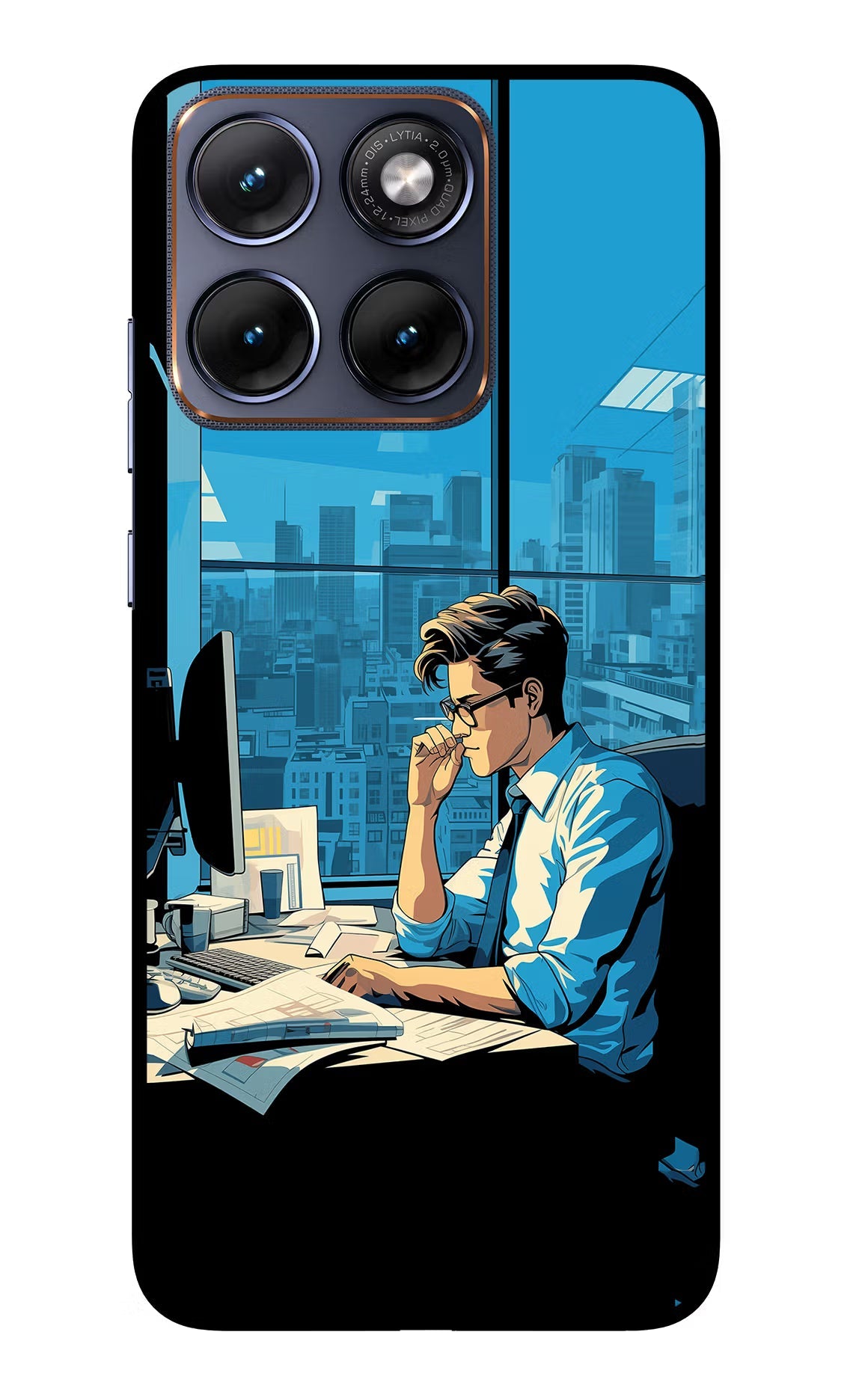 Focused Hustler (AI Generated) Moto Edge 70 Fusion Back Cover Glass Case - Hello Swanky