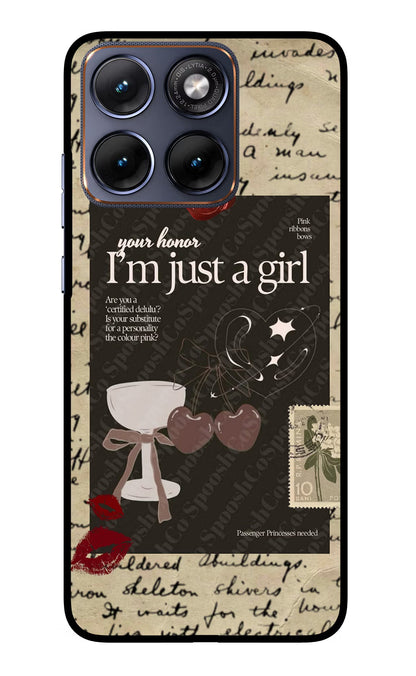 I Am Just a Girl Moto Edge 70 Fusion Back Cover Glass Case - Hello Swanky