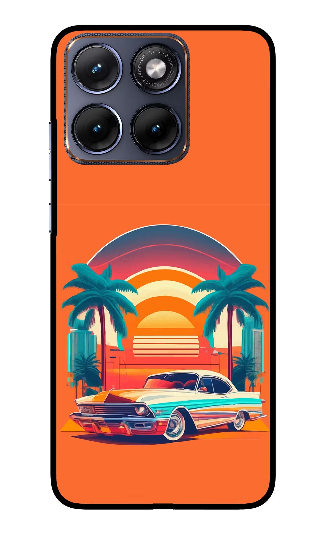 Palm Drive 80s Moto Edge 70 Fusion Back Cover Glass Case - Hello Swanky