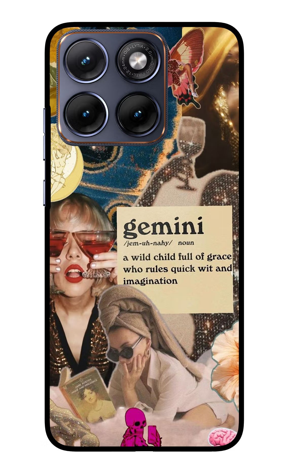 Gemini Zodiac Moto Edge 70 Fusion Back Cover Glass Case - Hello Swanky