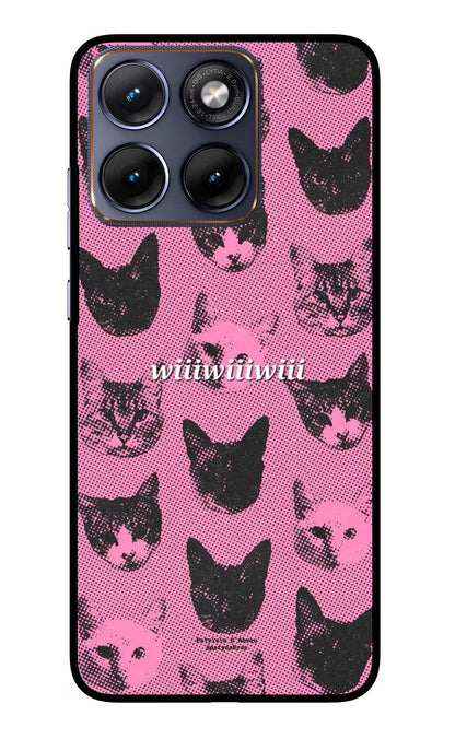 Pink Cats Moto Edge 70 Fusion Back Cover Glass Case - Hello Swanky