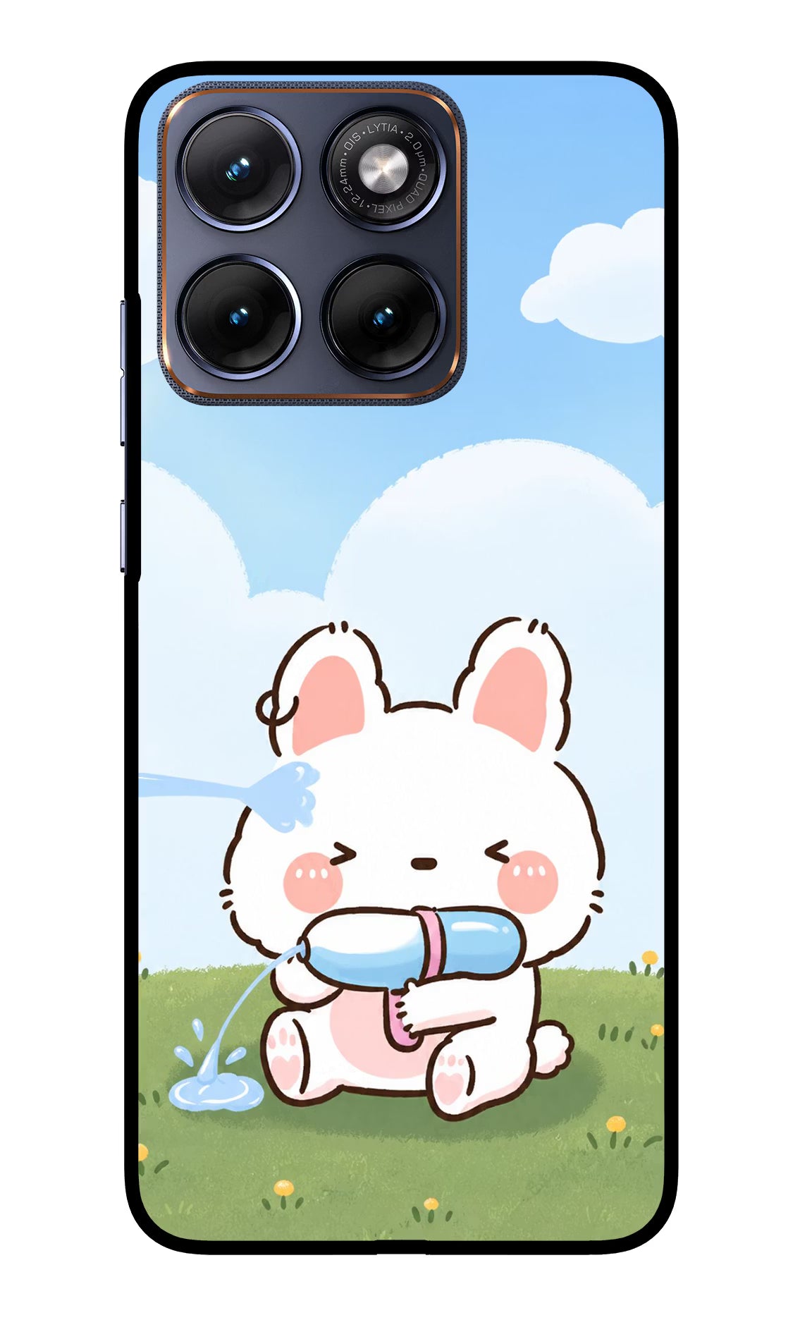 Bunny Treat Moto Edge 70 Fusion Back Cover Glass Case - Hello Swanky