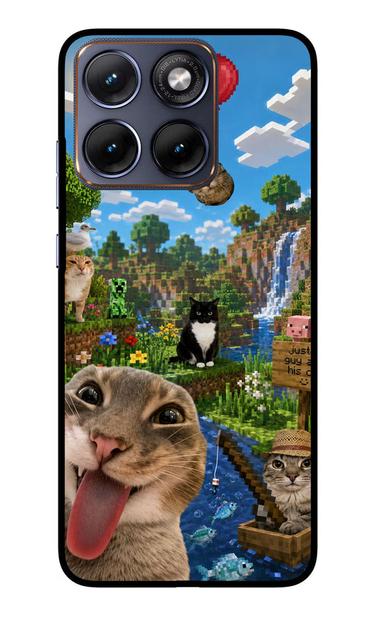 Minecraft Cat Chaos Moto Edge 70 Fusion Back Cover Glass Case - Hello Swanky